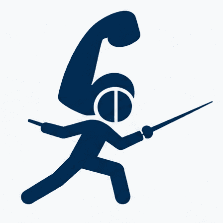 Symbol eines Kämpfers mit Schwert, während das Zeichen für ein Telefon im Hintergrund schwebt.