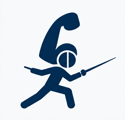 Symbol eines K&auml;mpfers mit Schwert, w&auml;hrend das Zeichen f&uuml;r ein Telefon im Hintergrund schwebt.