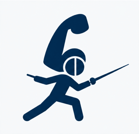 Symbol eines Kämpfers mit Schwert, während das Zeichen für ein Telefon im Hintergrund schwebt.