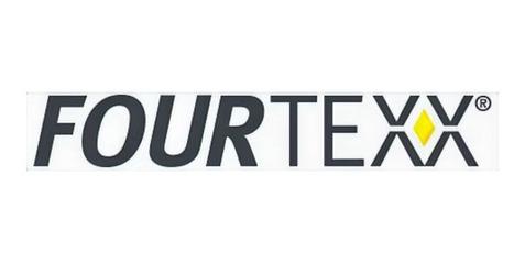 Logo von FOURTEXX mit stilisierten Buchstaben in Schwarz und einem gelben Diamant-Element.