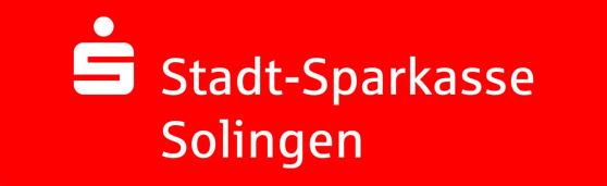 Logo der Stadt-Sparkasse Solingen auf rotem Hintergrund mit stilisiertem S.