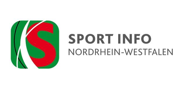 Logo von Sport Info Nordrhein-Westfalen mit grünem und rotem Design und dem Schriftzug „SPORT INFO NORDRHEIN-WESTFALEN“.